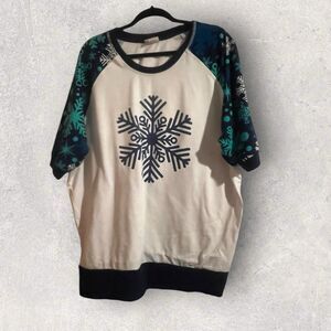 Lularoe Jane Sweatshirt Blue White Snowflakes 3XL And 3XL Jax Matching J…